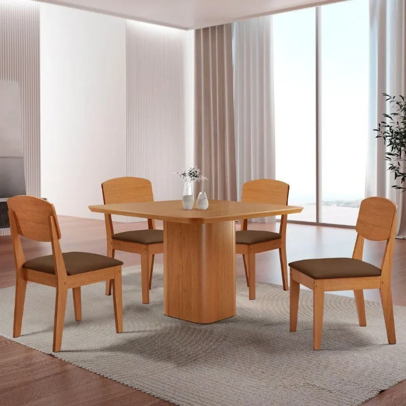 Mesa De Jantar Eloise 90 cm Tampo Mdf 4 Cadeiras Copper - Moderna