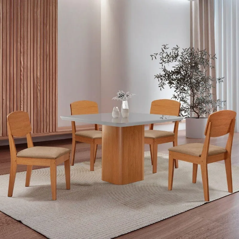 Mesa De Jantar Eloise 90cm 4 Cadeiras Copper Turim - Moderna