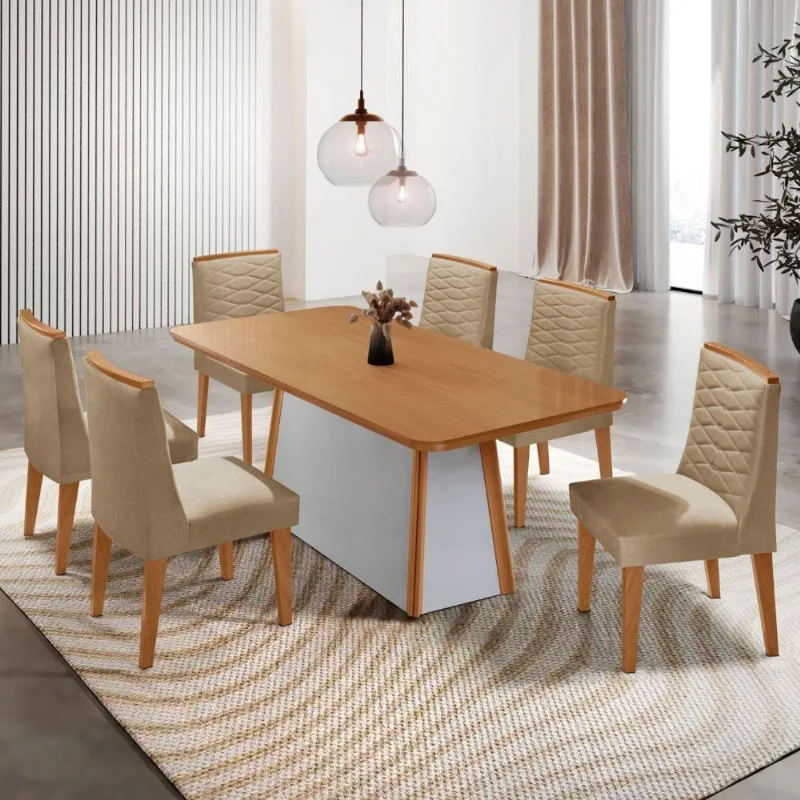 Mesa De Jantar Diane 6 Cadeiras Eloise Moderna Turim - Moderna