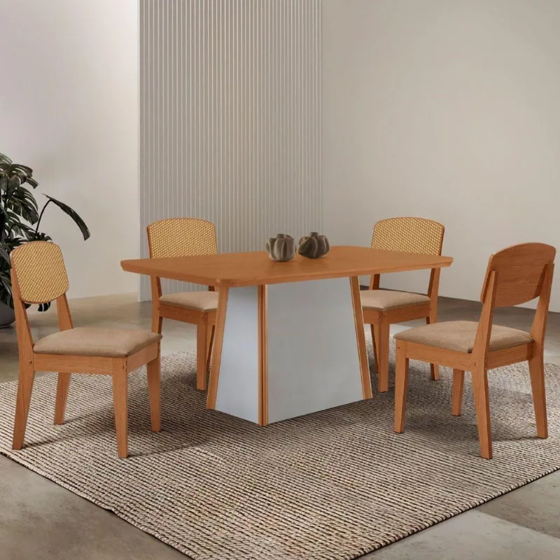 Mesa Jantar Diane 4 Cadeiras Copper Pre Moderna Turim - Moderna