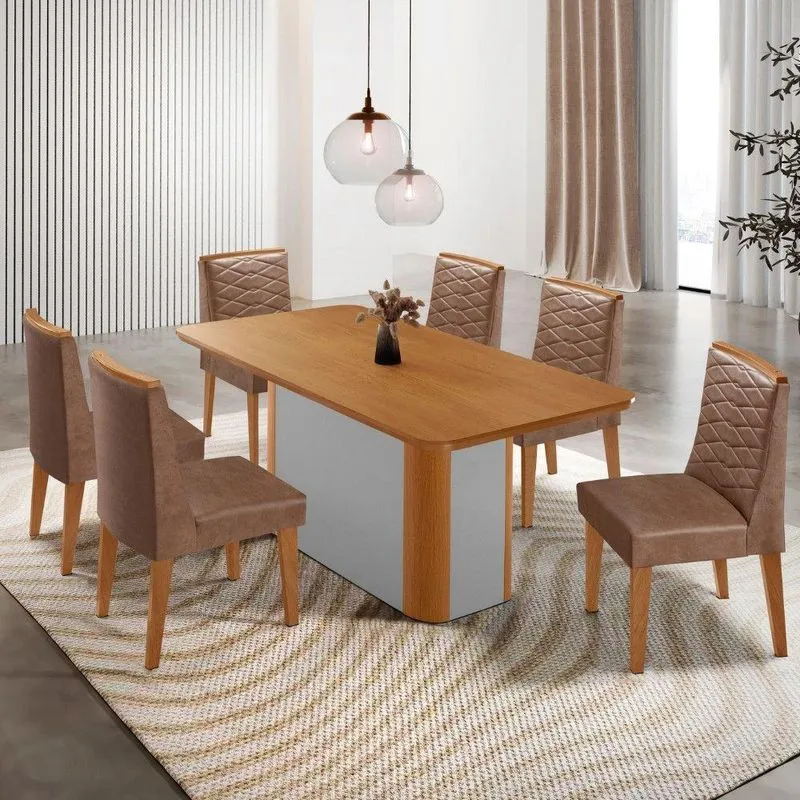 Mesa De Jantar Isadora 180cm Tampo Mdf Laminado Tork Off White