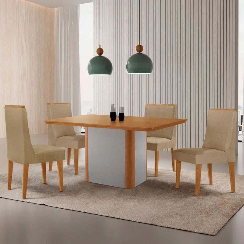 Mesa De Jantar Isadora 120cm Tampo Mdf Laminado Turim 07 Off White