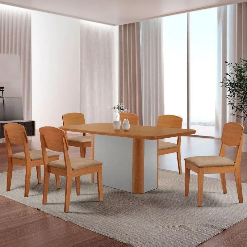 Mesa De Jantar Isadora 180cm Tampo Mdf Laminado Turim 07 Off White