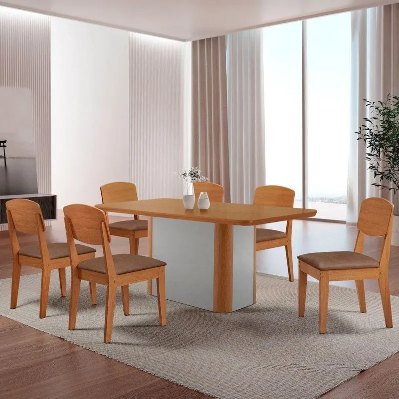 Mesa De Jantar Isadora 180cm Tampo Mdf Laminado Tork Off White