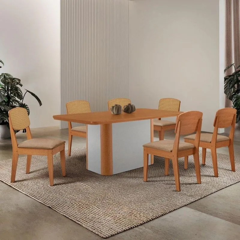 Mesa De Jantar Isadora 180cm Tampo Mdf Laminado Turim 07 Off White