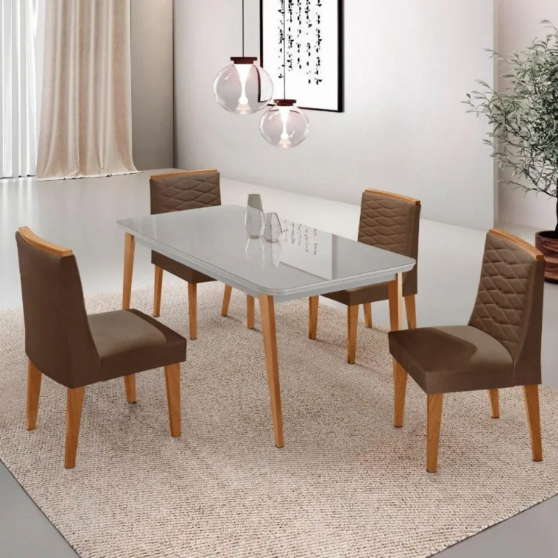 Mesa De Jantar Copper 120cm 4 Cadeiras Moderna - Moderna