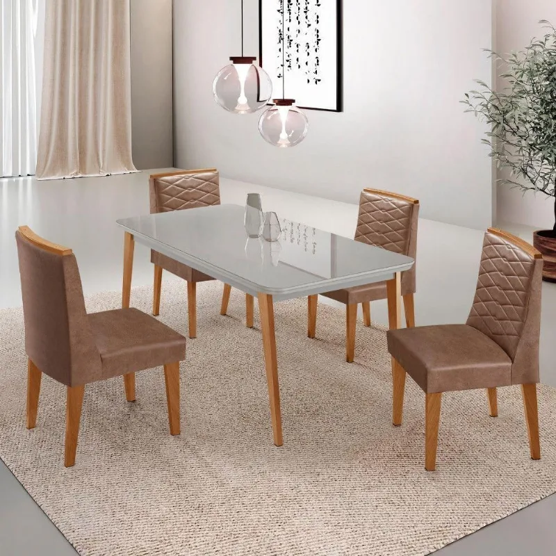 Mesa De Jantar Copper 120 cm Tampo Mdf 4 Cadeiras Moderna - Moderna