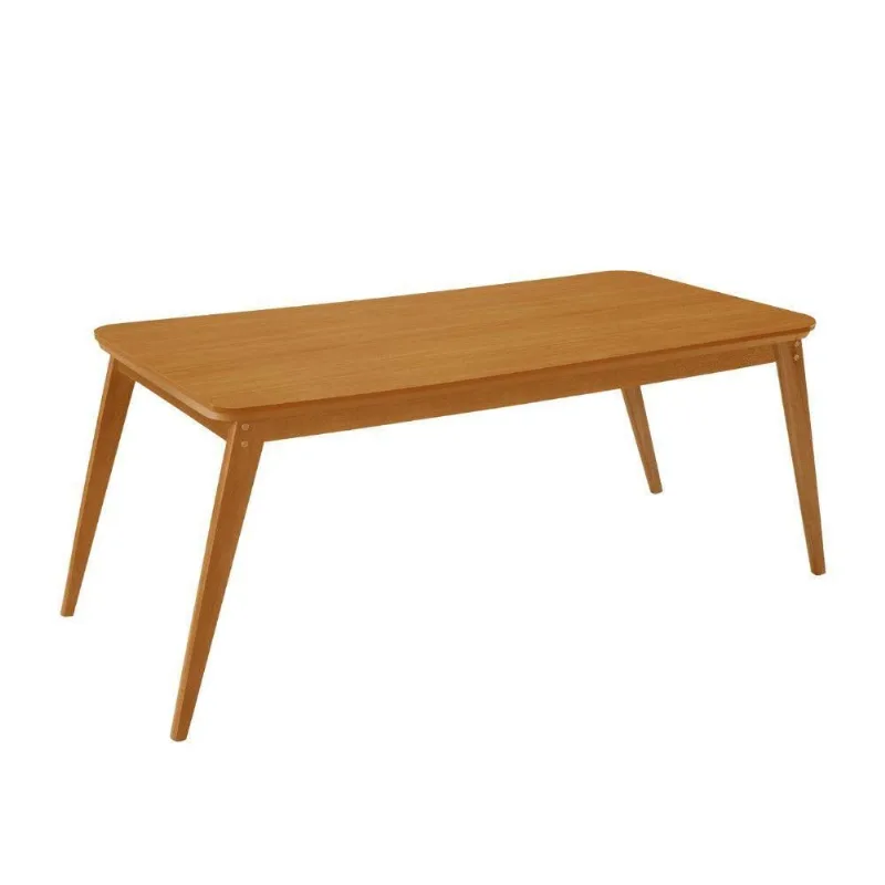 Mesa De Jantar Copper 180cm Madeira Tampo Canto Copo Moderna Naturale/ Capuccino - Moderna
