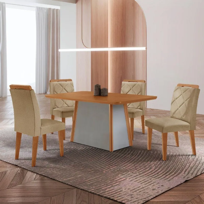 Mesa De Jantar Diane E 4 Cadeiras Melissa Moderna Mobilia Turim 07/ Laminado - Moderna