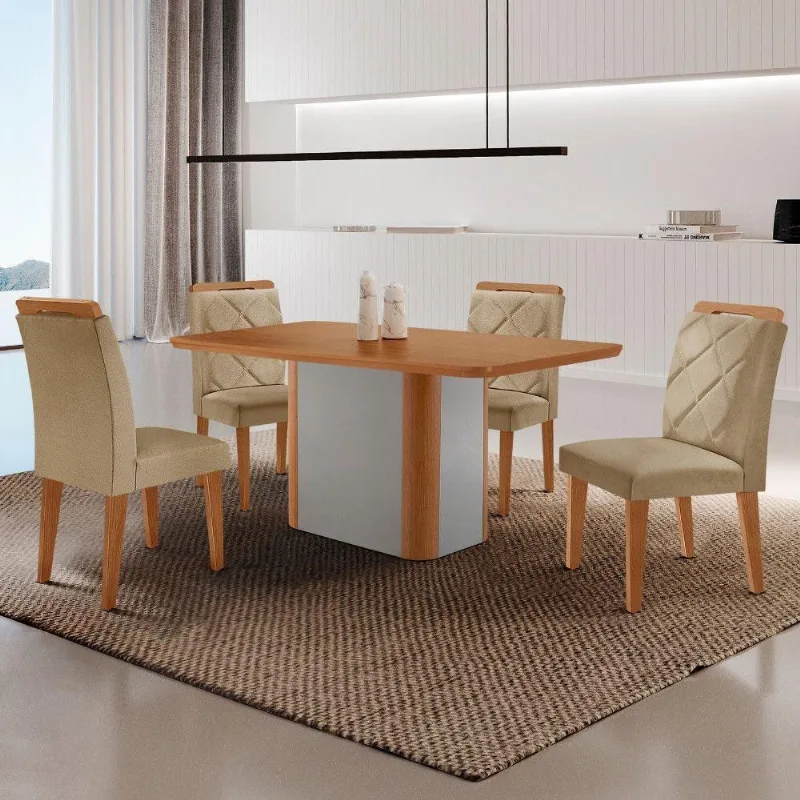 Mesa De Jantar Isadora Mdf Com 4 Cadeiras Moderna Mobilia Turim 07/ Laminado - Moderna