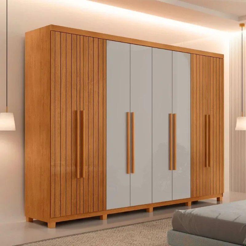 Guarda Roupa Casal Toronto 100% Mdf Moderna Mobília Naturalle/off White Com Pés - Moderna