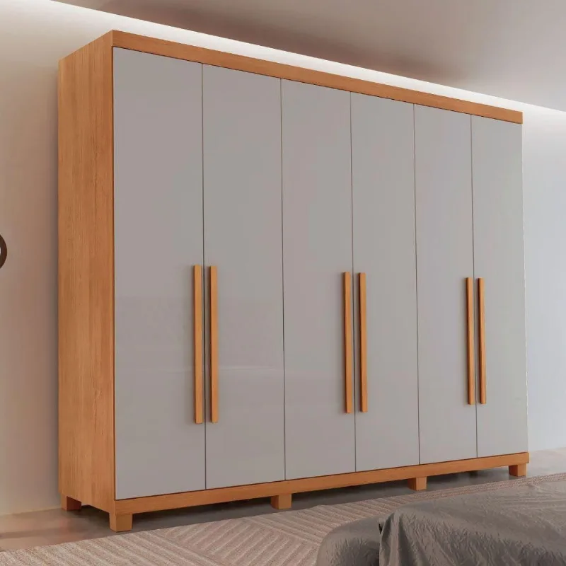 Guarda Roupa Casal Maya 6 Portas 6 Gavetas Naturalle-Off White MDF - Moderna