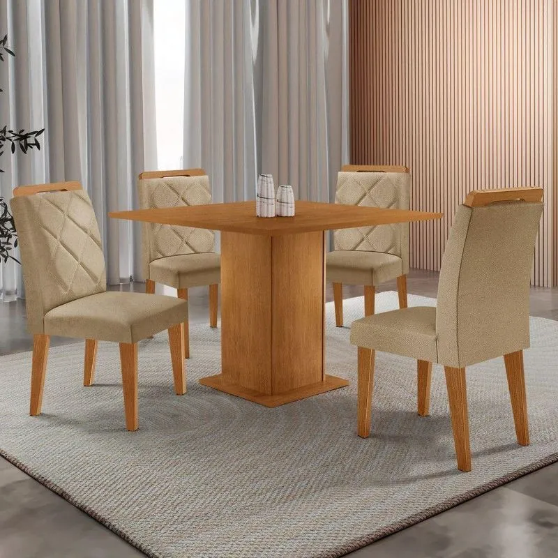 Mesa De Jantar Loren 90cm Mdf 4 Cad Melissa Moderna Mobilia Turim 07/ Laminado
