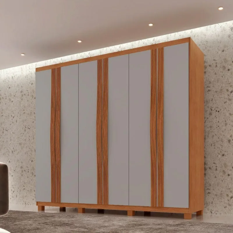 Guarda Roupa Casal Dunas 6 Portas E 2 Gavetas Mdf Moderna Naturalle/off White Com Pés - Moderna