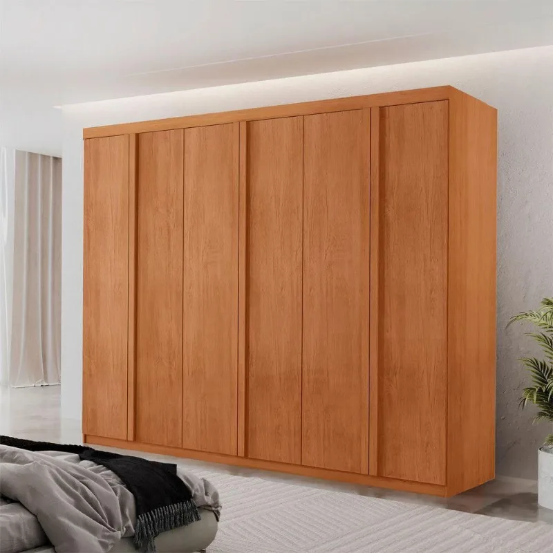 Guarda Roupa Casal Ortiz Mdf Com 6 Portas 2 Gavetas Moderna Naturalle Sem Pés - Moderna