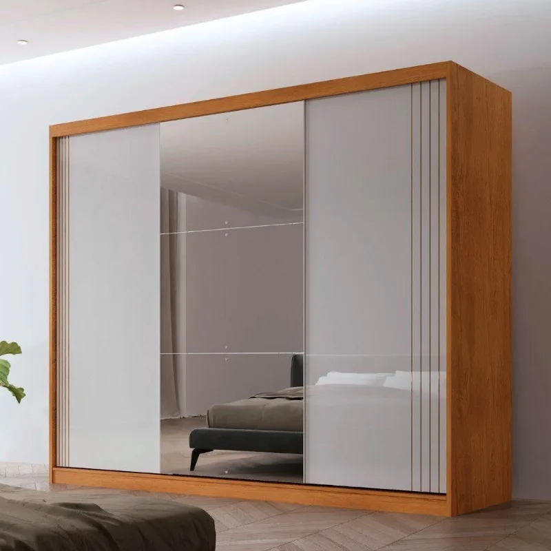 Guarda Roupa Casal Connor 3 Portas E 4 Gavetas 6 Prateleiras Naturalle/off White - Moderna