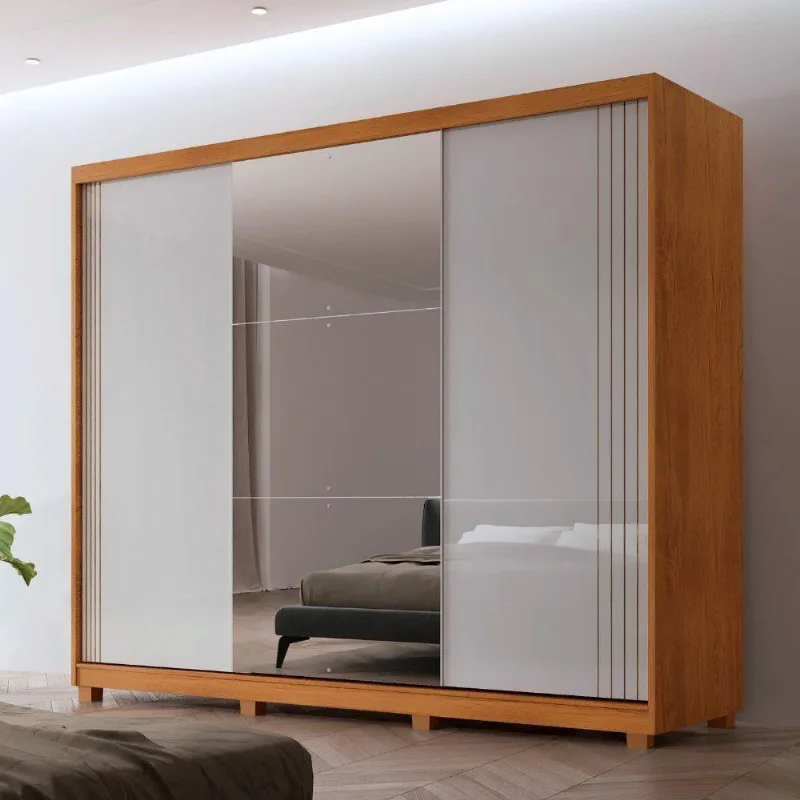 Guarda Roupa Casal Connor 3 Portas 4 Gavetas 6 Prateleiras Naturalle/off White - Moderna