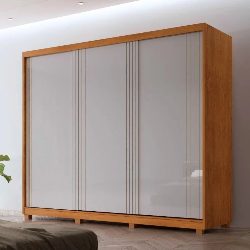 Guarda Roupa Casal Connor Mdf 3 Portas 2 Gavetas Com Pés Naturalle/off White - Moderna