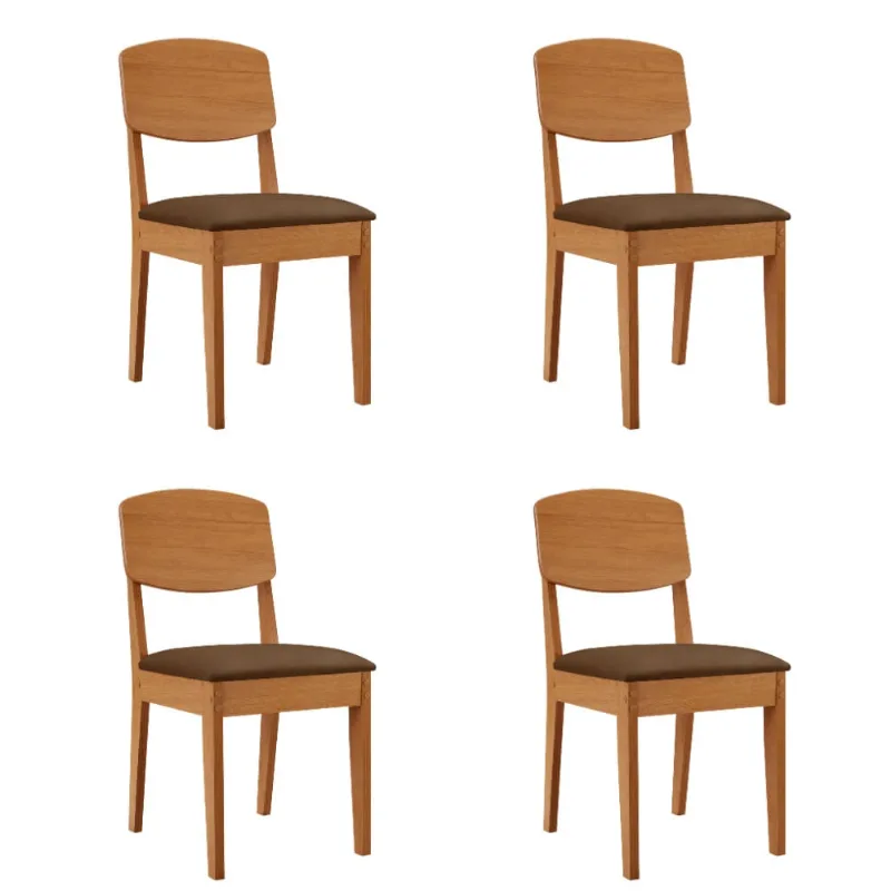 Conjunto com 4 Cadeiras MDF Copper para Sala de Jantar Moderna Mobília Veludo - Moderna