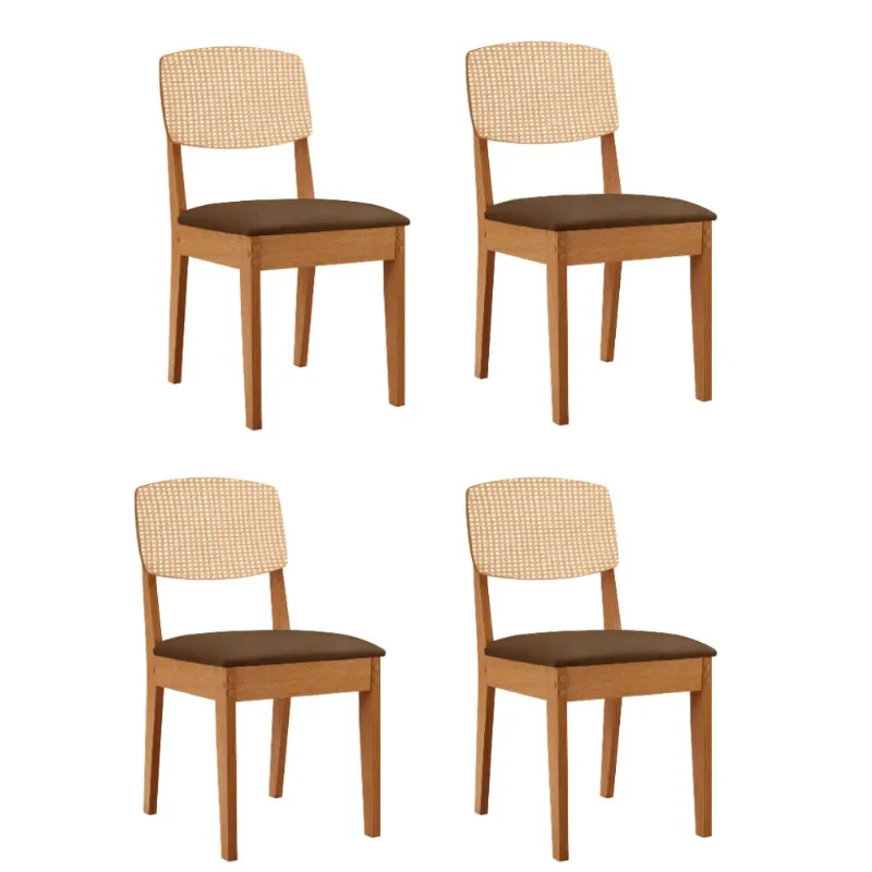 Conjunto com 4 Cadeiras MDF Copper Premium para Sala de Jantar Moderna Mobília Veludo - Moderna