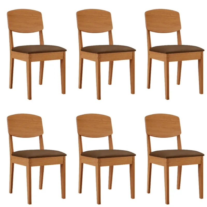 Conjunto com 6 Cadeiras MDF Copper para Sala de Jantar Moderna Mobília Veludo - Moderna