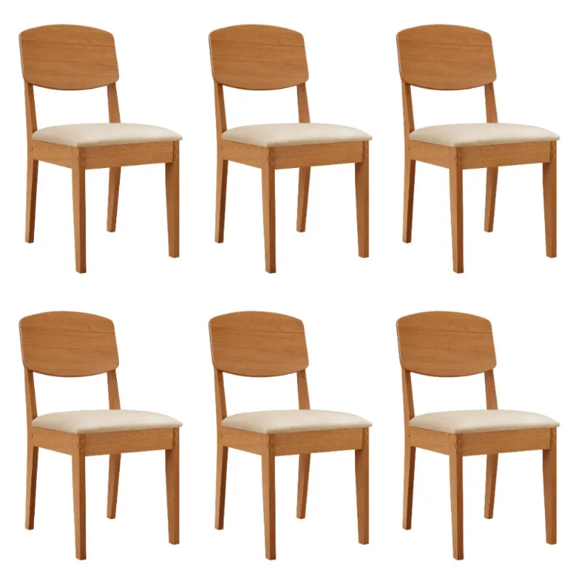 Conjunto com 6 Cadeiras MDF Copper para Sala de Jantar Moderna Mobília Veludo - Moderna