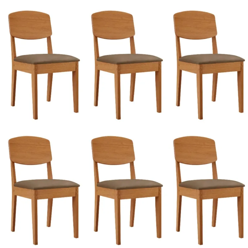 Conjunto com 6 Cadeiras MDF Copper para Sala de Jantar Moderna Mobília Veludo - Moderna