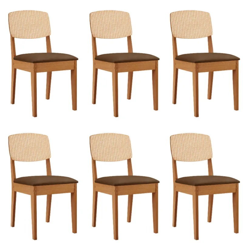 Conjunto com 6 Cadeiras MDF Copper Premium para Sala de Jantar Moderna Mobília Veludo - Moderna