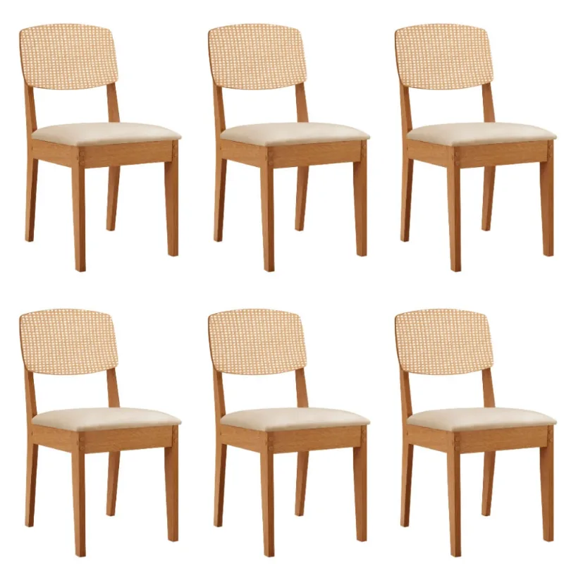 Conjunto com 6 Cadeiras MDF Copper Premium para Sala de Jantar Moderna Mobília Veludo - Moderna