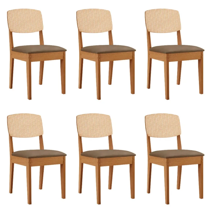 Conjunto com 6 Cadeiras MDF Copper Premium para Sala de Jantar Moderna Mobília Veludo - Moderna