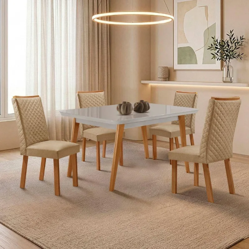 Mesa de Jantar Copper Lira 4 Lugares Tampo em MDF C/ Vidro