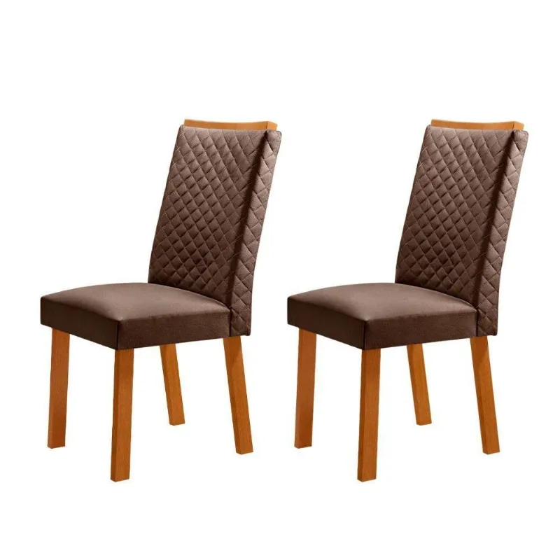 Conjunto 2 Cadeiras Lira de Jantar Estrutura MDF Veludo Marrom Naturalle Moderna - Moderna