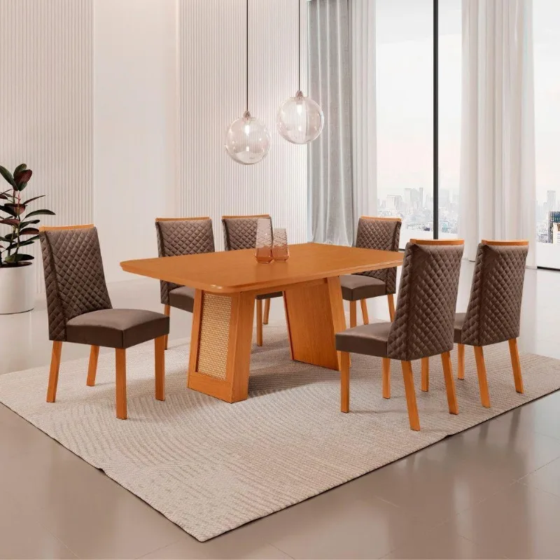 Mesa de Jantar Carolina Yasmin 6 Lugares Retangular MDF 180CM Moderna - Moderna