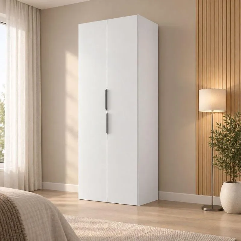 Guarda Roupa Modulado Versa 2 Portas 2 Cabideiros MDF Branco Moderna