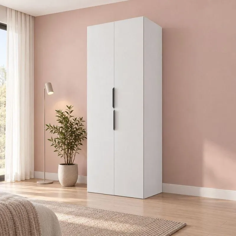 Guarda Roupa Modulado Versa 2 Portas De Bater 3 Gavetas MDF Branco Moderna