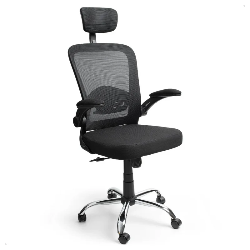 Cadeira de Escritório Ergonômica Giratória SyberFlex com Malha Mesh Respirável PRETA