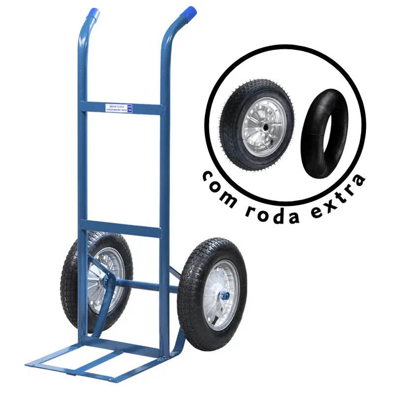 Carrinho De Carga Metalosa 2 Rodas 150kg Com Roda De Reposicao