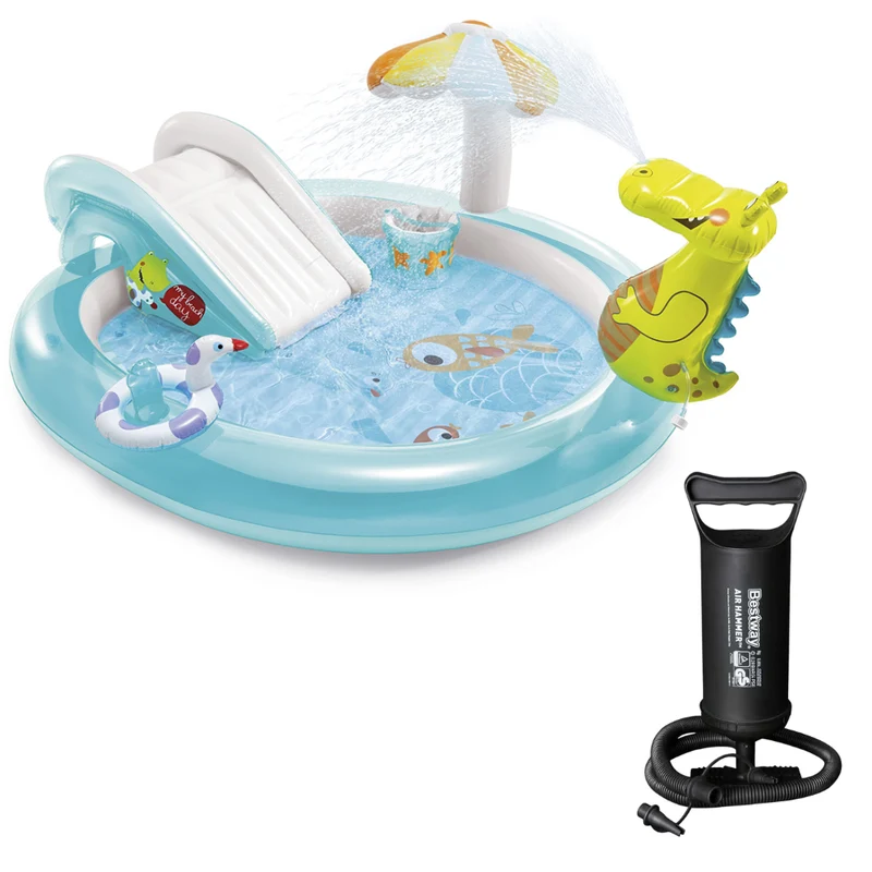 Piscina Playground Jacaré 160L com Bomba de Ar Manual Intex