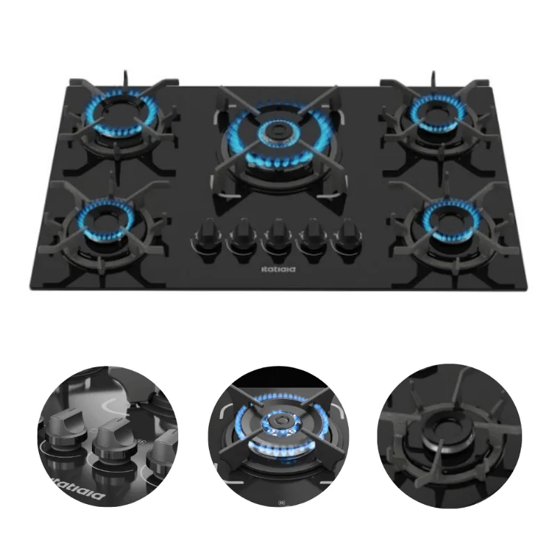 Fogão Cooktop 5 Bocas Tripla Chama Itatiaia Trempe Ferro Fundido Itacook New