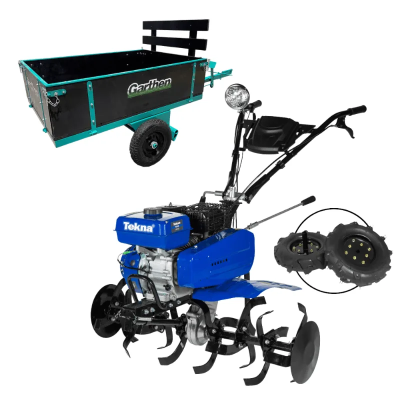 Kit Motocultivador Tekna Tk90r 7hp Gasolina Com Carretinha Gcm250 250kg