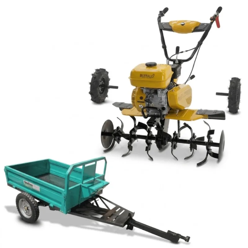 Kit Motocultivador Buffalo Bfg 890 7cv Com Carretinha Garthen Gcm500f 500kg