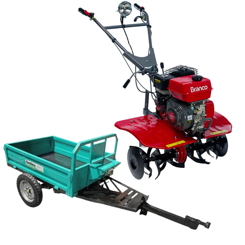 Kit Motocultivador Branco Bttg 6.5 800 65cv Com Carretinha Garthen Gcm500f 500kg