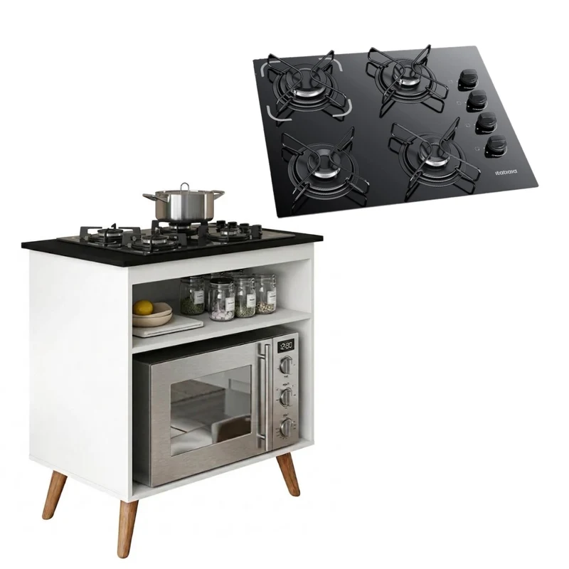 Balcão Parma Para Cozinha e Cooktop Itatiaia 4 Bocas Bivolt BRANCO