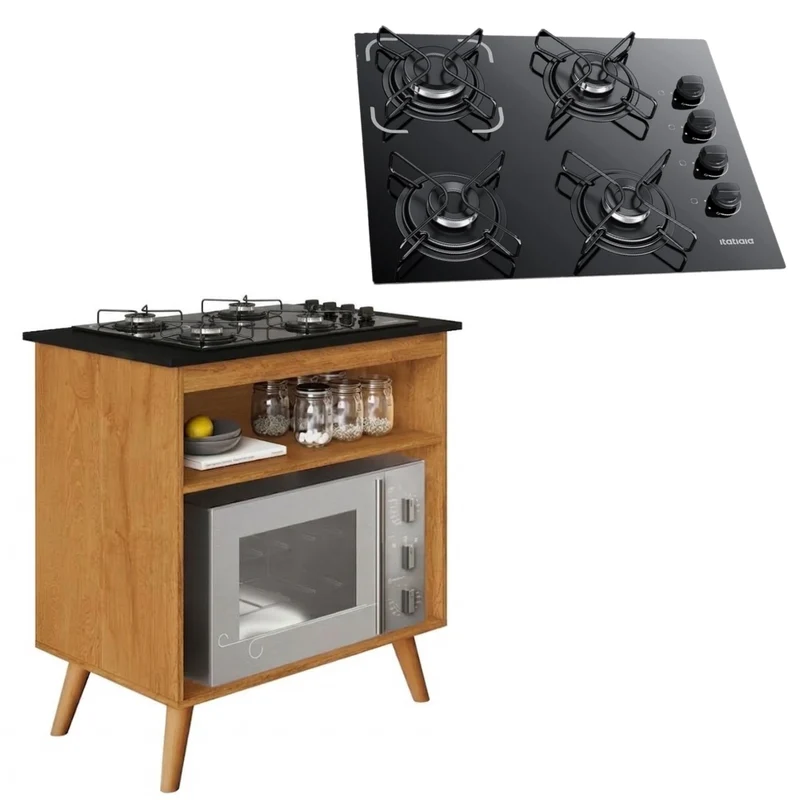 Balcão Parma Para Cozinha e Cooktop Itatiaia 4 Bocas Bivolt NATURE