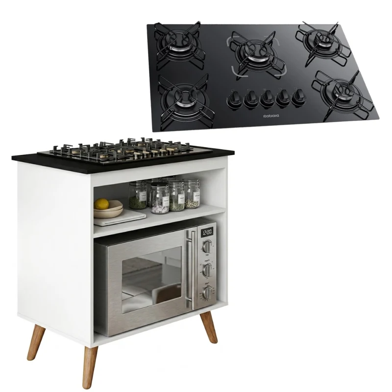 Balcão Parma Para Cozinha e Cooktop Itatiaia 5 Bocas Bivolt BRANCO