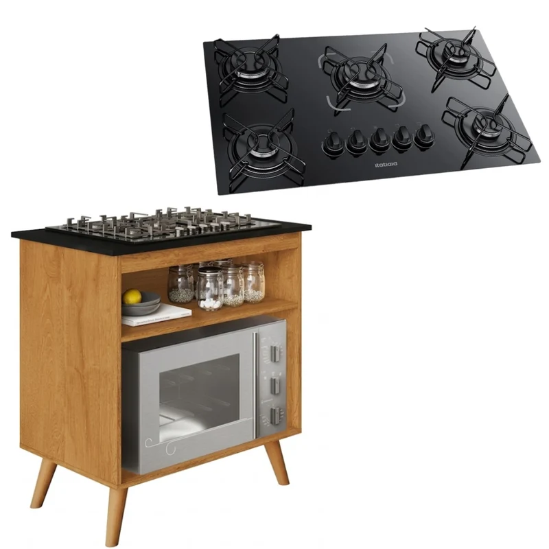 Balcão Parma Para Cozinha e Cooktop Itatiaia 5 Bocas Bivolt NATURE