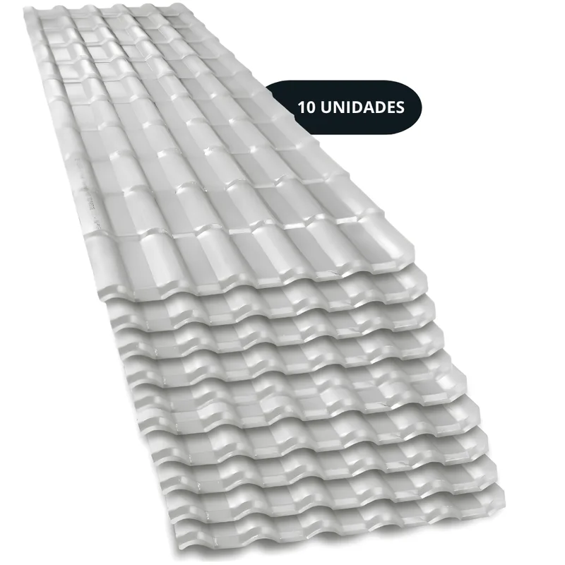 Telha PVC Plan Colonial Muke Tools Cinza 241x88cm 6 Ondas 15mm