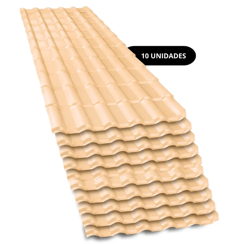 Kit 10 Telhas PVC Plan Colonial Muke Tools Marfim 241x88cm 6 Ondas 15mm