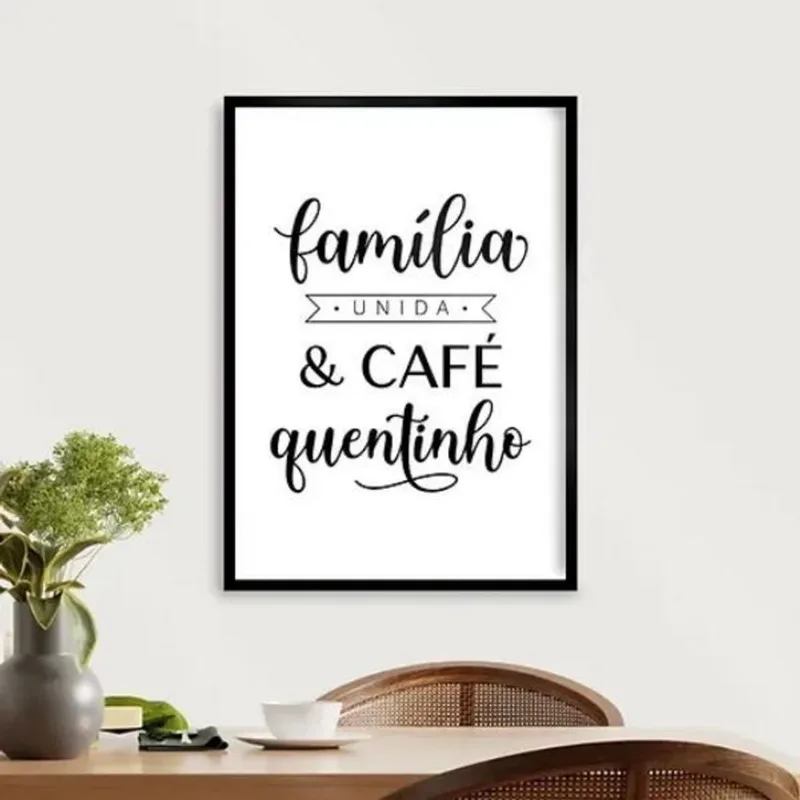 Quadro Família Unida E Café Quentinho 45x34cm