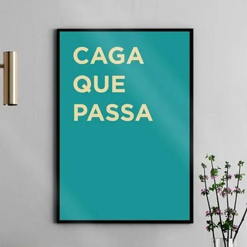 Quadro Divertido Para Banheiro - Frase 24x18cm - Com Vidro